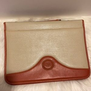 Leather Portfolio Folio in Cream and Brown by Unknown Brand